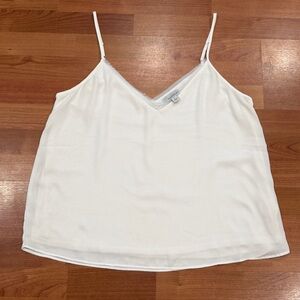 Alison Joy White Sleeveless Blouse with Fray Trim